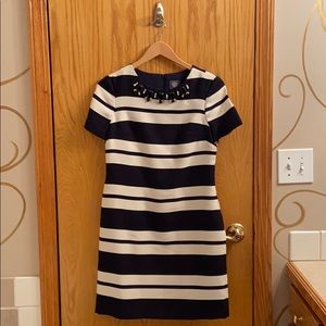 Black/Beige Stripped cocktail dress Vince Camuto 4